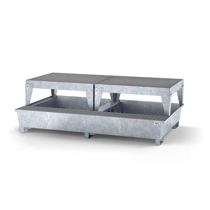 Auffangwanne classic-line - Stahl verzinkt - m. Abfüllbereich für 2 IBC - 2 Abfüllböcke