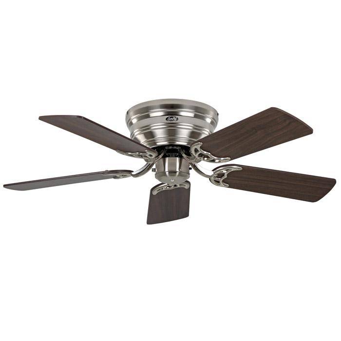 Deckenventilator "CasaFan Classic Flat 103-III BN" - Ø 103 cm - mit 5 Wendeflügel - Gehäuse Chrom gebürstet - Wendeflügel Nussbaum/Buche