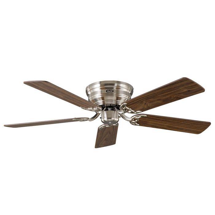 Deckenventilator "Flat 132-III BN" - max. 180 U/min. - Größe Ø 132 cm - Gehäusefarbe Chrom gebürstet - Flügel Nussbaum/Buche