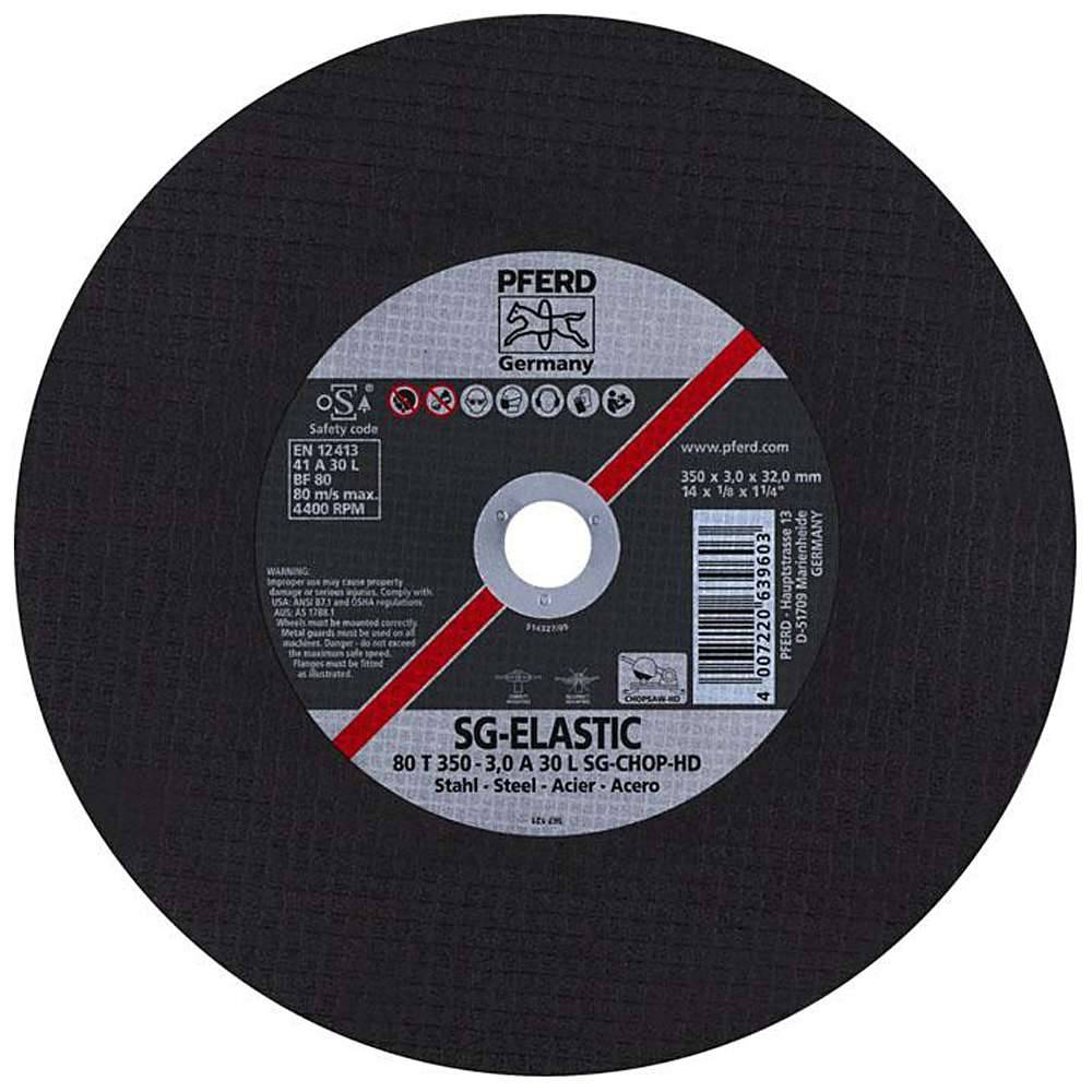 Trennscheibe - PFERD SG-ELASTIC - für Stahl - für leistungsstarke Trennschleifer - Bezeichnung 80 T 350-3,0 A 30 L SG-CHOP-HD/32,0 - Maße (D x T