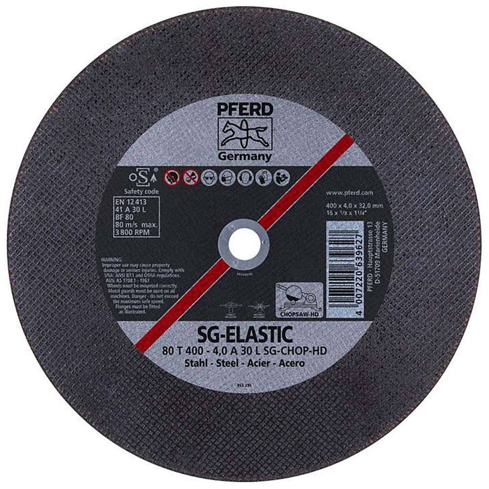 Trennscheibe - PFERD SG-ELASTIC - für Stahl - für leistungsstarke Trennschleifer - Bezeichnung 80 T 400-4,0 A 30 L SG-CHOP-HD/32,0 - Maße (D x T