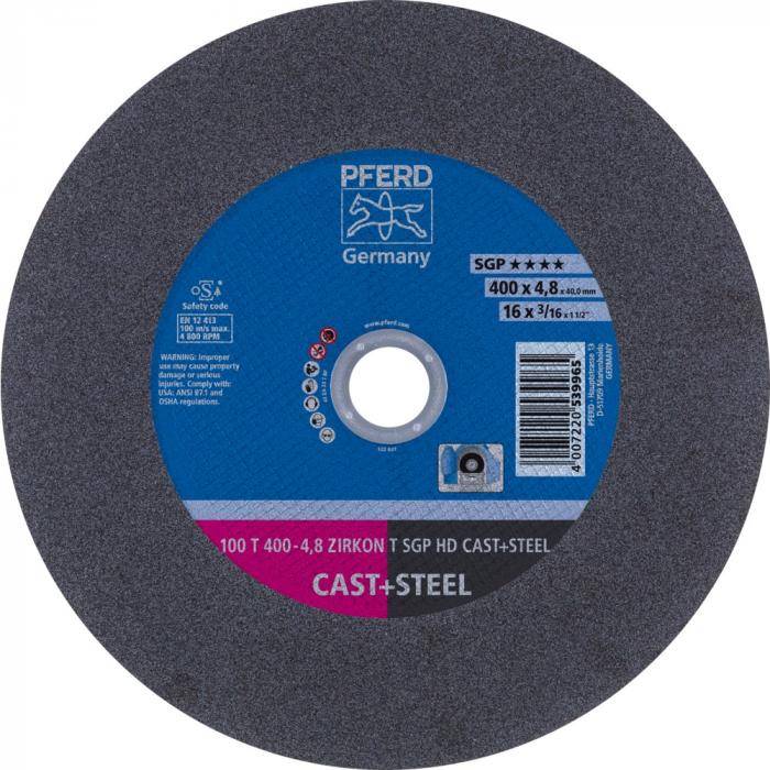 Trennscheibe - PFERD - ZIRKON SGP HD CAST + STEEL - HEAVY DUTY - gerade Ausführung T - Außen-Ø 400 mm - Breite 4,8 mm - VE 10 Stück - Preis per VE