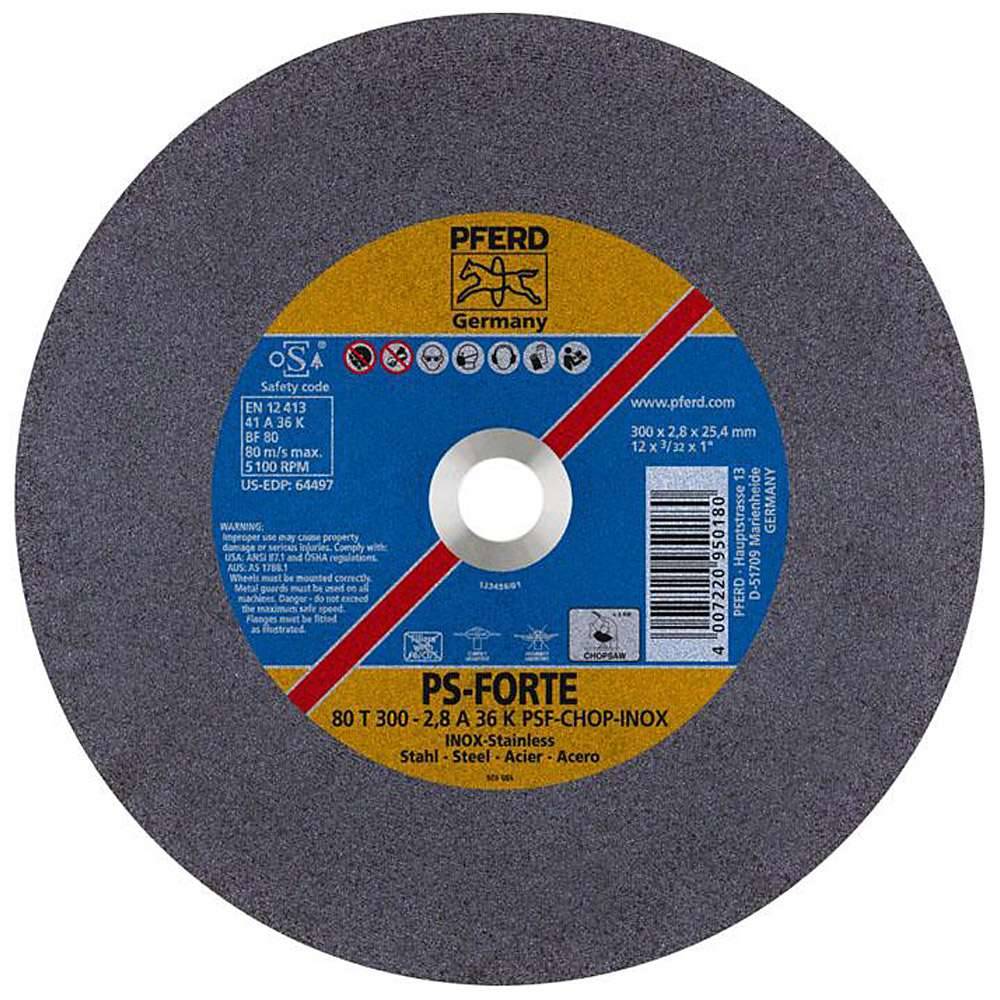 Trennscheibe - PFERD PS-FORTE - für Edelstahl - für stationäre Trennschleifer - Bezeichnung 80 T 300-2,8 A 36 K PSF-CHOP-INOX/25,4 - Maße (D x T