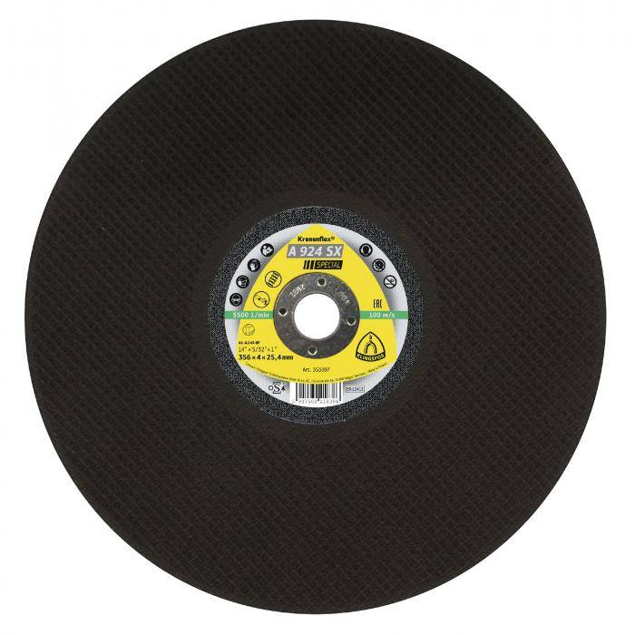 Großtrennscheibe A 924 SX - Durchmesser 356 mm - Breite 4 mm - Bohrung 25,4 mm - zulässige Drehzahl 5500 U/min