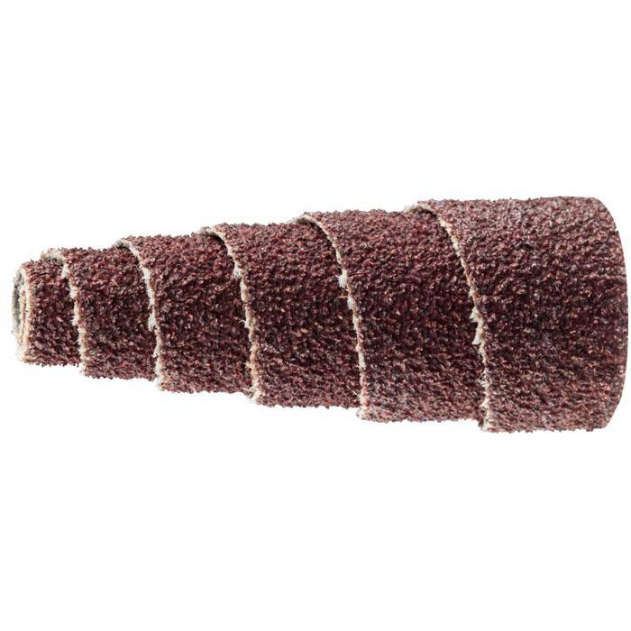 Schleifrolle - PFERD POLIROLL® - Konusform - mit Korundkorn - für Metall - Bezeichnung PRK 1535 A 80 - Maße (D x T) 15 x 35 mm - Korngröße 80 - e