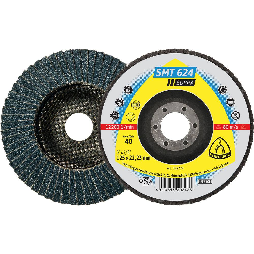 Fächerschleifscheibe SMT 624 - für Stahl - Korn 60 - Ø 150 mm - VE 10 Stk. - Preis per VE