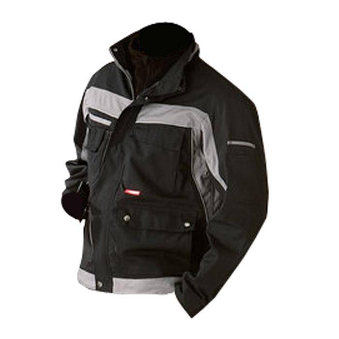 Bundjacke - Gr. 110 - schwarz/zink - 65 % Polyester - 35 % Baumwolle - ca. 280 g/m² - "Plaline" - Reflexgewebe 8910 silber - strapazierfähig