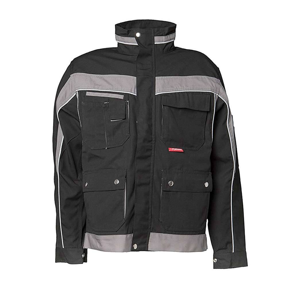 Bundjacke - Gr. 24 - schwarz/zink - 65 % Polyester - 35 % Baumwolle - ca. 280 g/m² - "Plaline" - Reflexgewebe 8910 silber - strapazierfähig