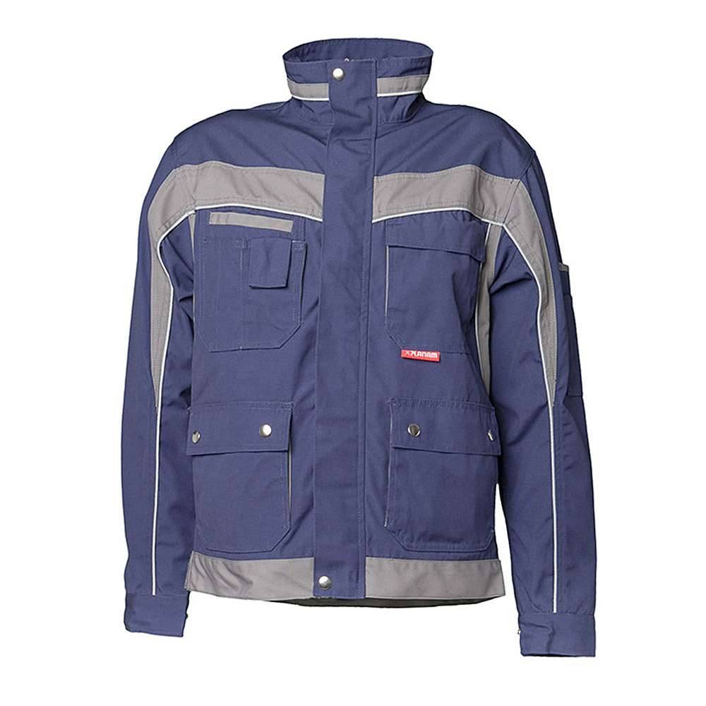 Bundjacke - Gr. 28 - marine/zink - 65 % Polyester - 35 % Baumwolle - ca. 280 g/m² - "Plaline" - Reflexgewebe 8910 silber - strapazierfähig