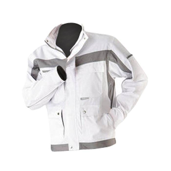 Bundjacke - Gr. 102 - weiß/zink - 65 % Polyester - 35 % Baumwolle - ca. 280 g/m² - "Plaline" - Reflexgewebe 8910 silber - strapazierfähig