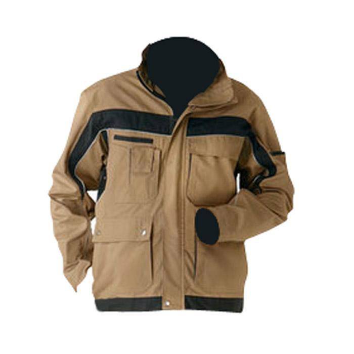 Bundjacke - Gr. 98 - sand/schwarz - 65 % Polyester - 35 % Baumwolle - ca. 280 g/m² - "Plaline" - Reflexgewebe 8910 silber - strapazierfähig