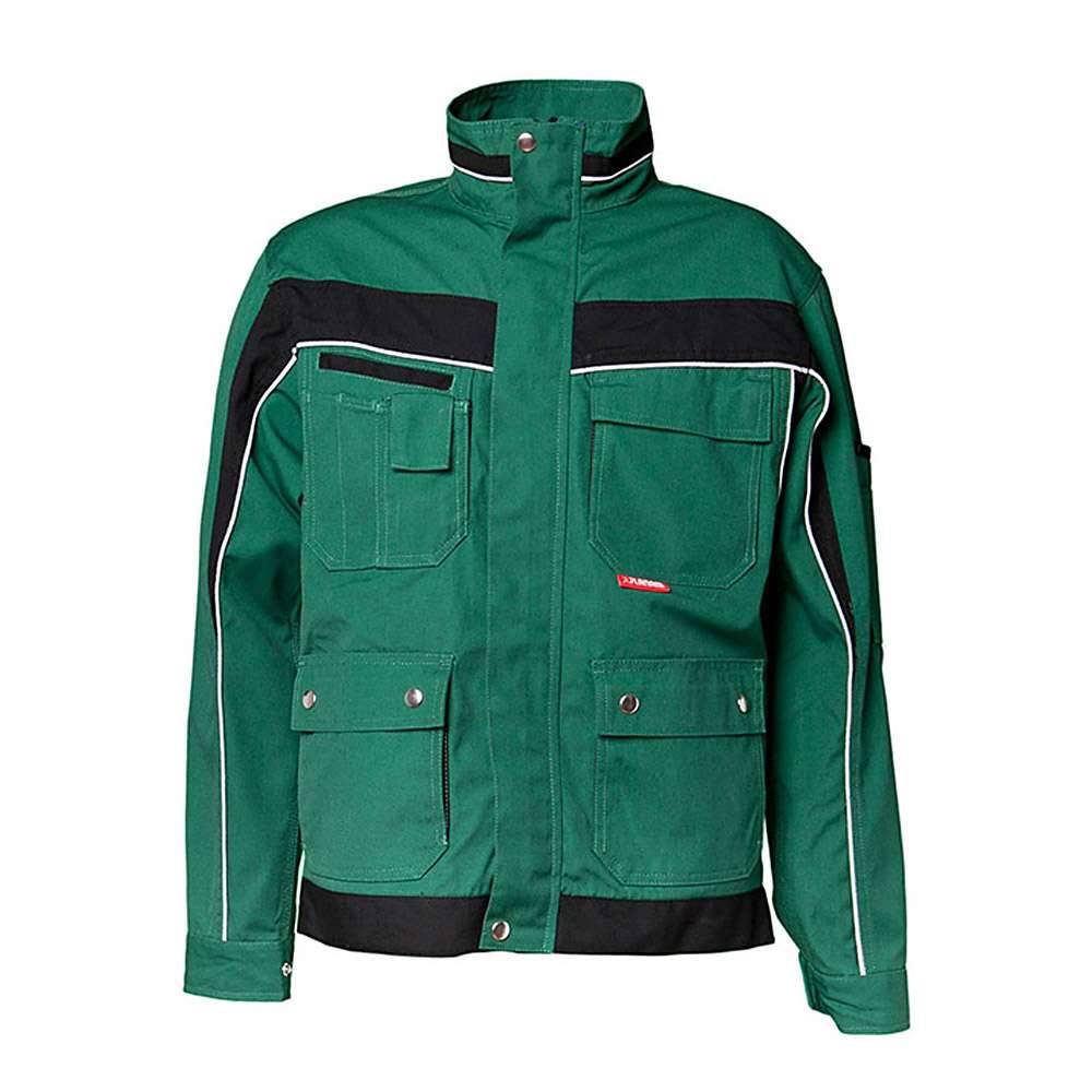 Bundjacke - Gr. 24 - grün/schwarz - 65 % Polyester - 35 % Baumwolle - ca. 280 g/m² - "Plaline" - Reflexgewebe 8910 silber - strapazierfähig