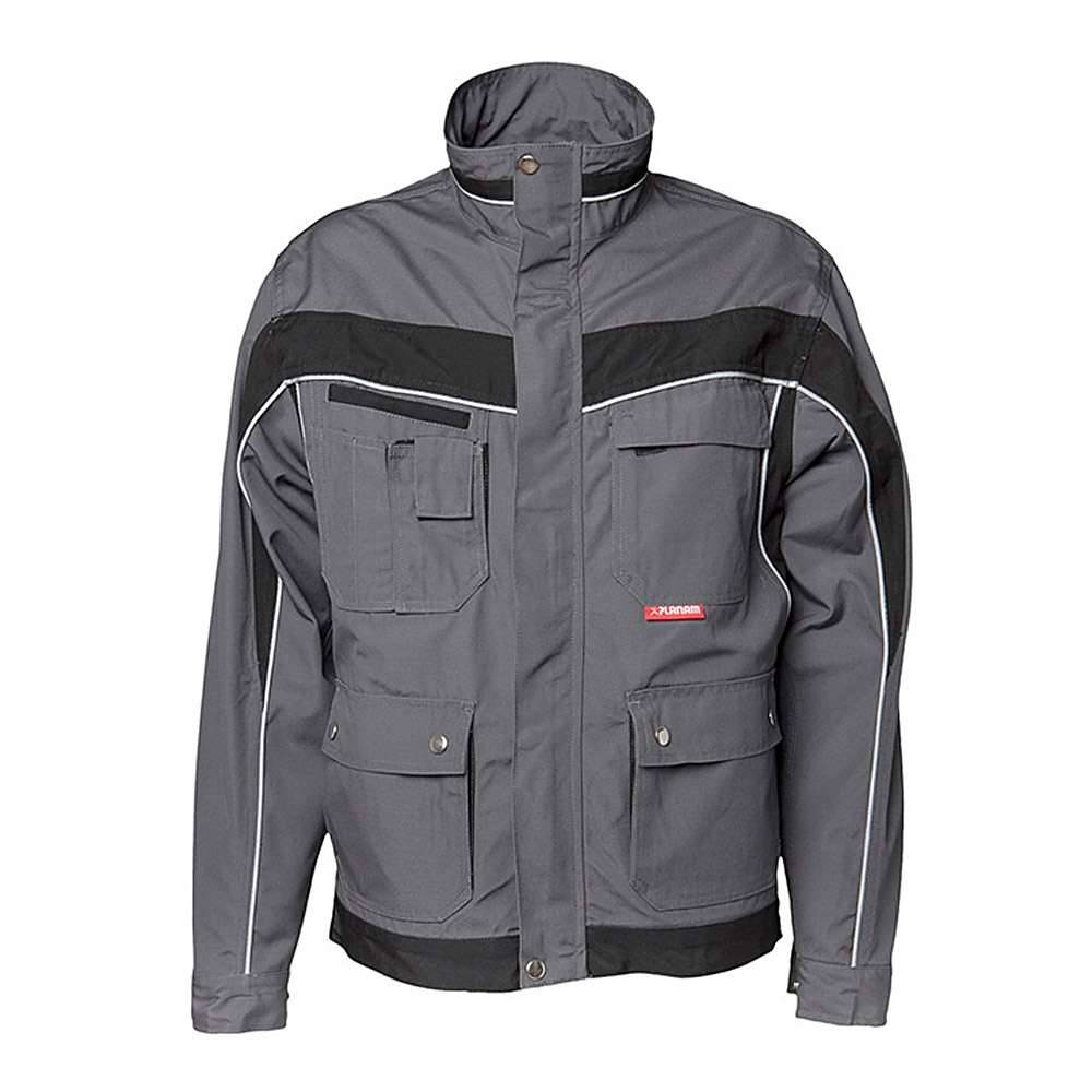 Bundjacke - Gr. 44 - schiefer/schwarz - 65 % Polyester - 35 % Baumwolle - ca. 280 g/m² - "Plaline" - Reflexgewebe 8910 silber - strapazierfähig