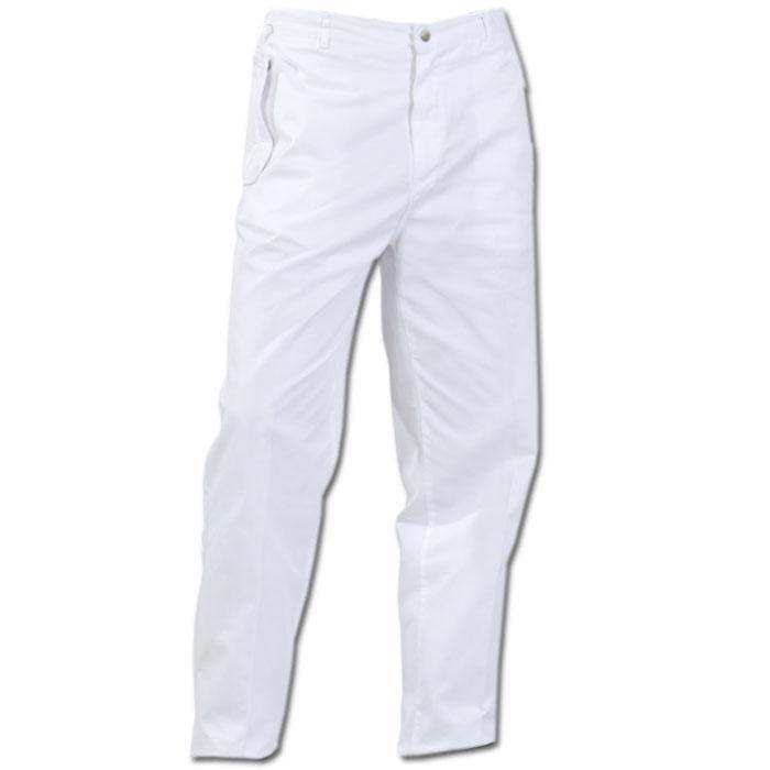 Bundhose - Gr. 58 - weiß - Herren - 35/65% MG - 280 g/m² - "Food" - DIN 10524 - Gummizug im Bund