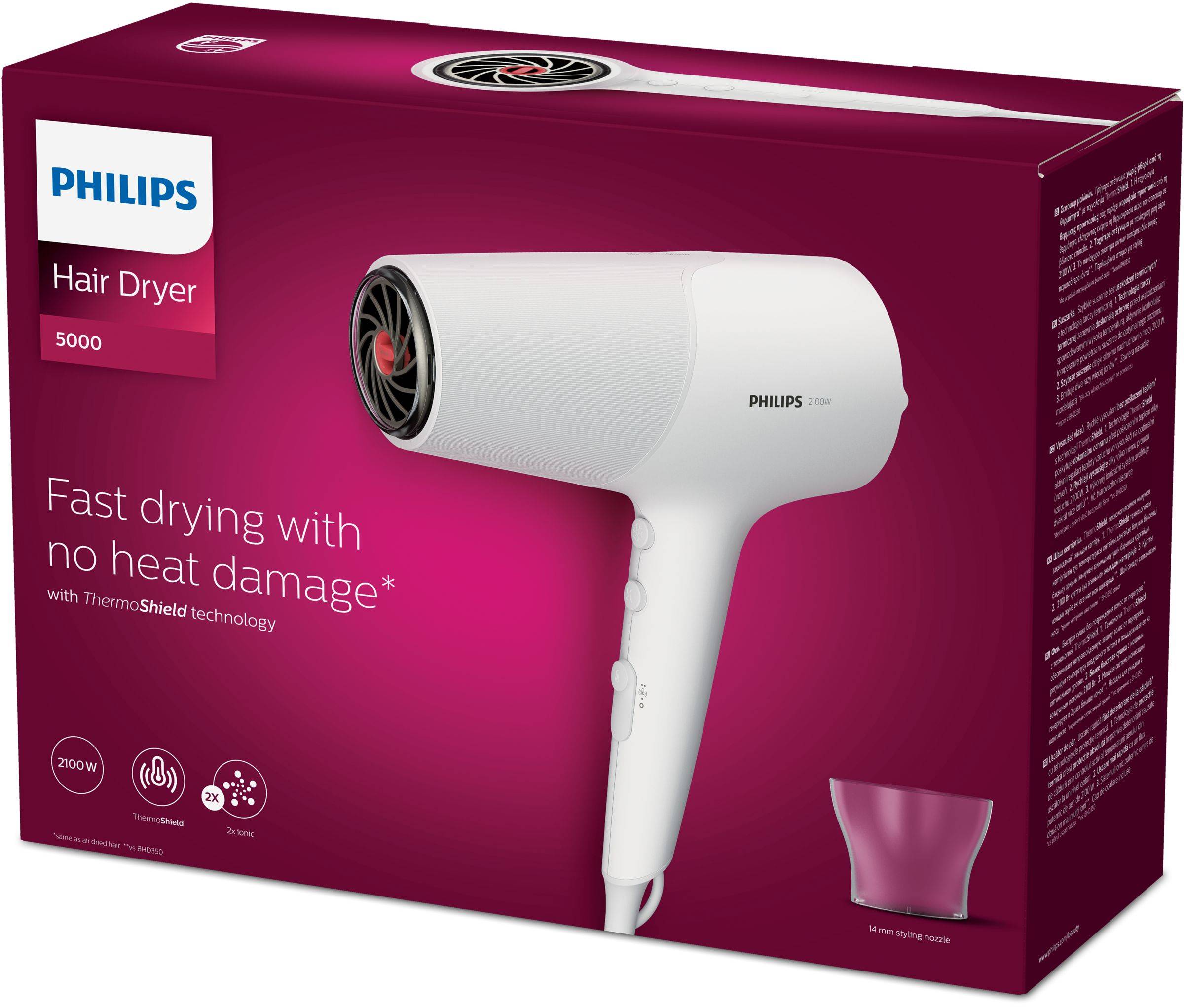 Philips 5000 Series BHD500 - Föhn - weiß/metallic