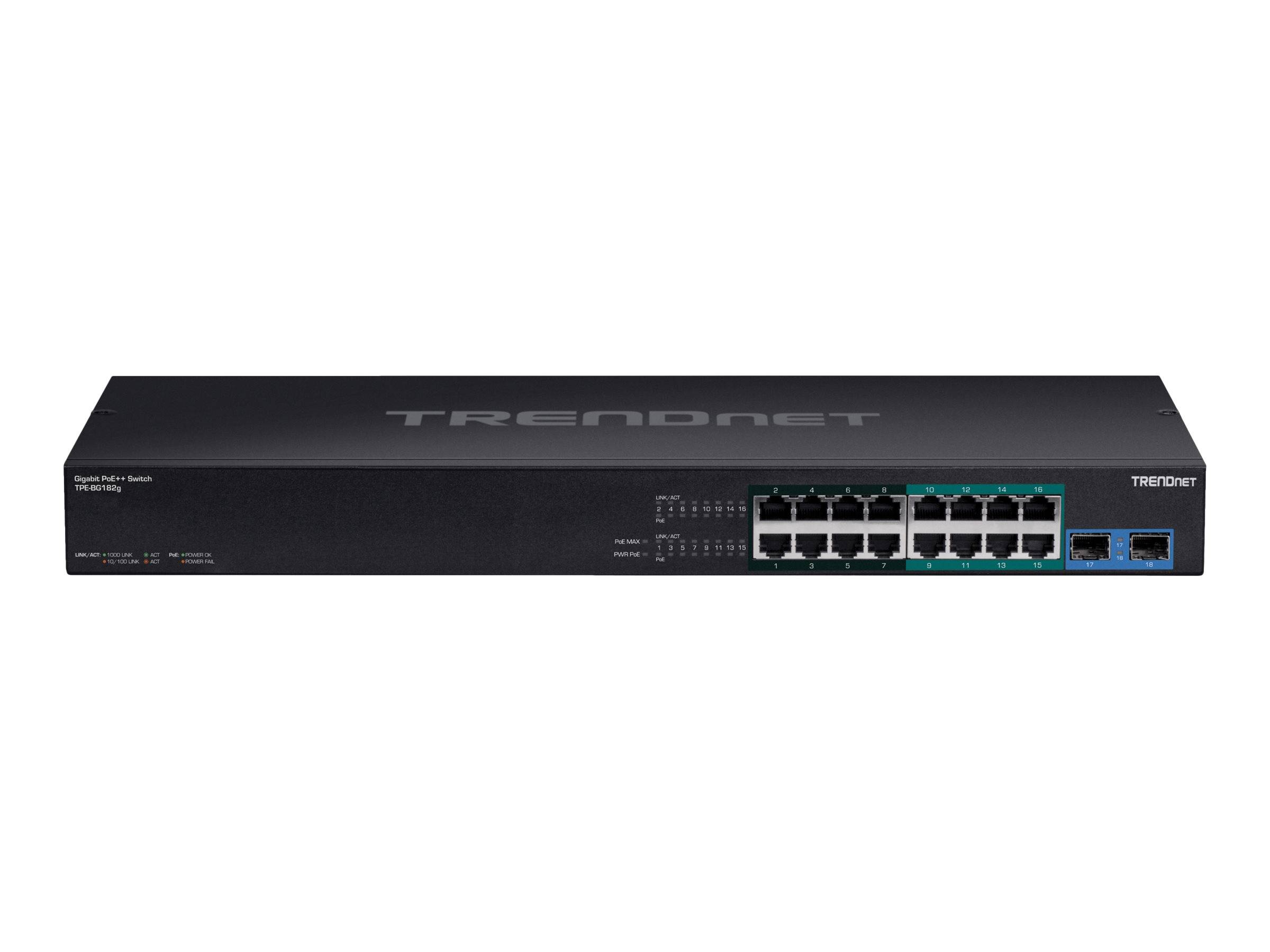 TRENDnet TPE BG102G - Switch - unmanaged - 8 x 10/100/1000 (PoE++) - + 4 x 10/10
