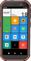 Robustes Smartphone-Startbildschirm mit großen Kachelsymbolen für Telefon, Kontakte, Kamera, WhatsApp, Chrome, Gmail, Maps, Fotos und Apps.