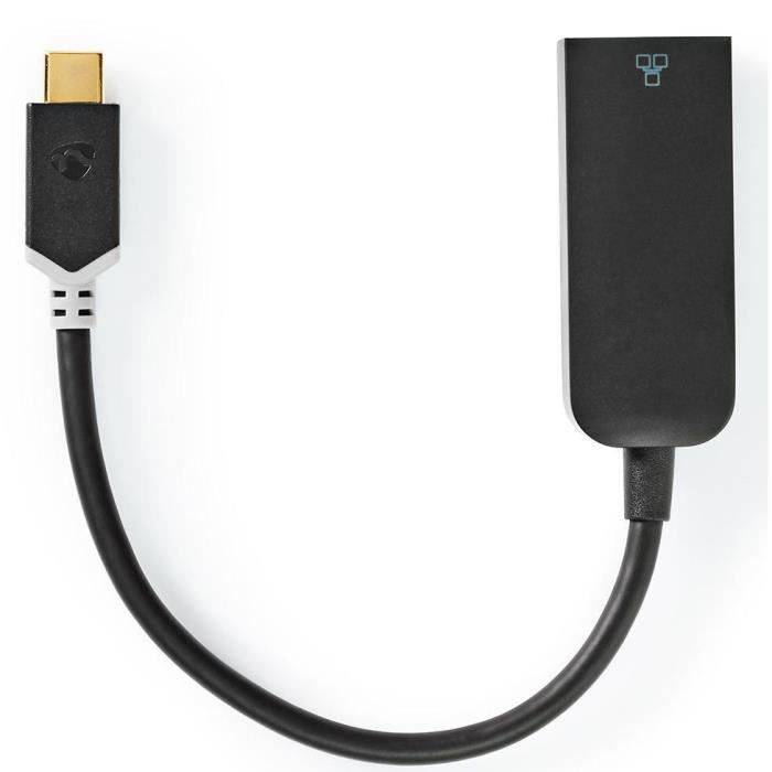 NEDIS-Adapterkabel USB-C-Stecker - RJ45-Buchse 1 Gbit 0,2 m - Anthrazit