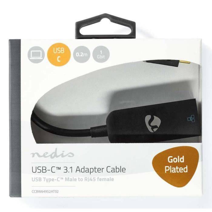 NEDIS-Adapterkabel USB-C-Stecker - RJ45-Buchse 1 Gbit 0,2 m - Anthrazit
