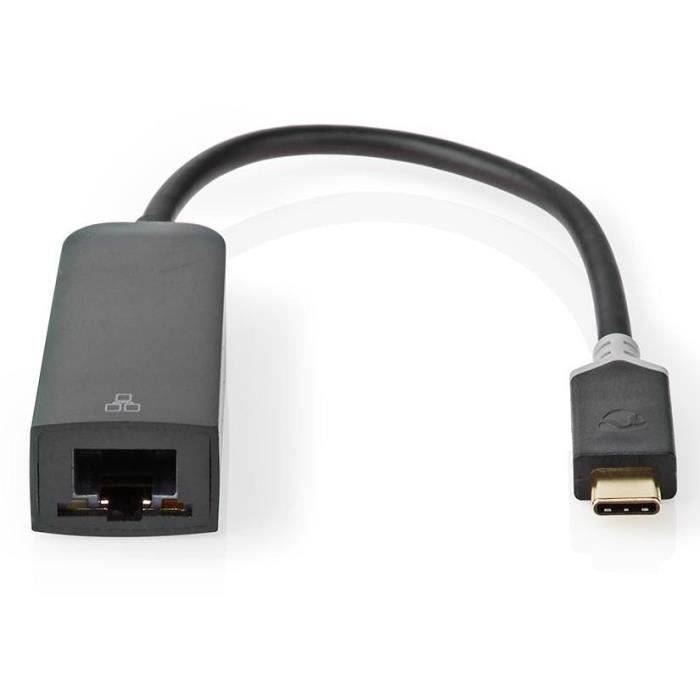 NEDIS-Adapterkabel USB-C-Stecker - RJ45-Buchse 1 Gbit 0,2 m - Anthrazit