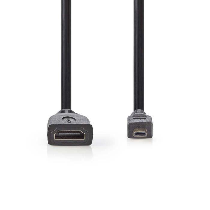 NEDIS Hochgeschwindigkeits-HDMI ™ -Kabel mit Ethernet - HDMI ™ -Mikroanschluss - HDMI ™ -Buchse - 0,2 m - Schwarz