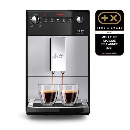 MELITTA F230-101 - Purista Kaffeemaschine - Automatischer Espresso mit Bohnenmühle - 1450W - Wassertank 1,2L - Silber