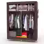 Intirilife Faltschrank 108x170x45 cm in KOKOS BRAUN - mit Reißverschluss Stoffschrank Kleiderschrank mit Kleiderstange, Fächern und Seitentasche - Intirilife Faltschrank 108x170x45 cm in KOKOS BRAUN - mit Reißverschluss Stoffschrank Kleiderschrank mit Kleiderstange, Fächern und Seitentasche -
