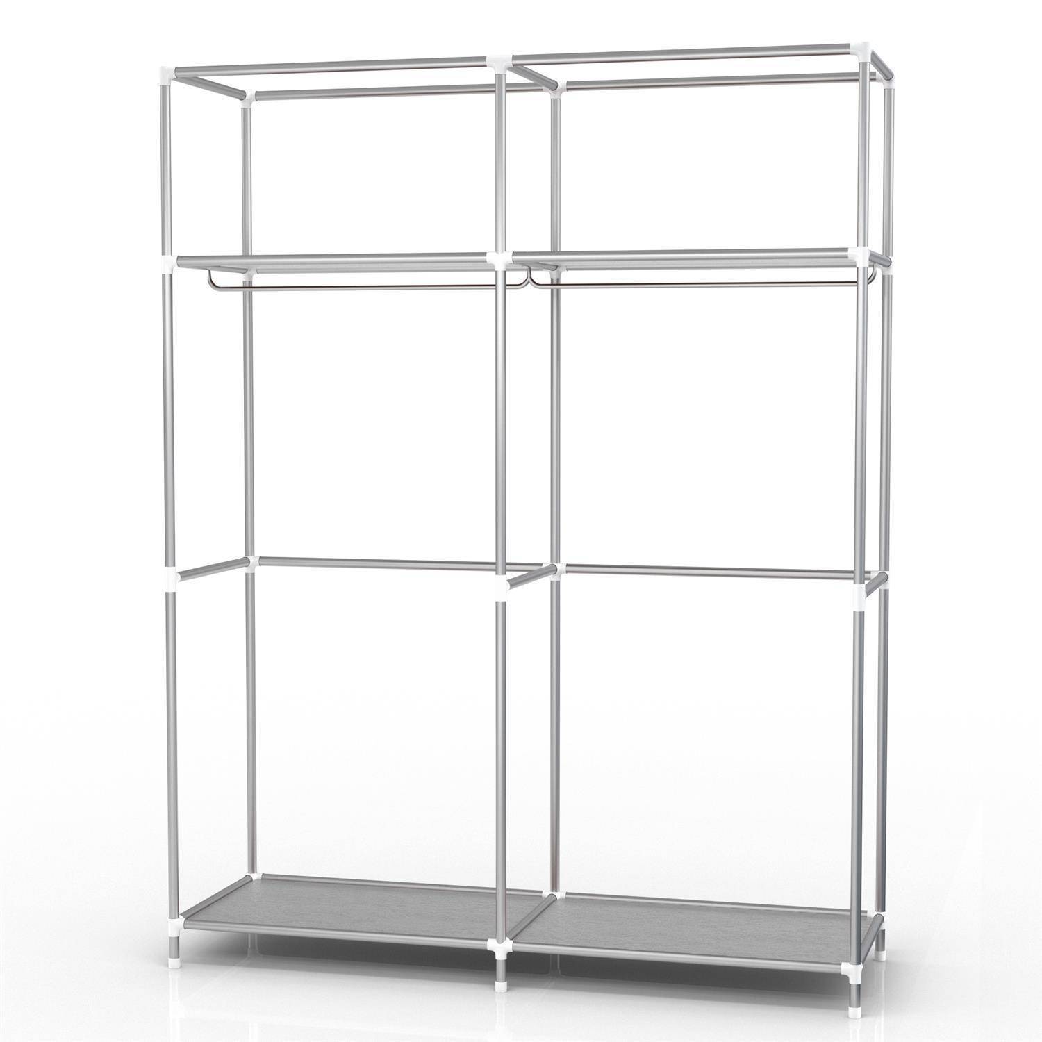 Intirilife Faltschrank 108x170x45 cm in KOKOS BRAUN - mit Reißverschluss Stoffschrank Kleiderschrank mit Kleiderstange, Fächern und Seitentasche -
