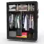 Intirilife Faltschrank 108x170x45 cm in RABEN SCHWARZ - mit Reißverschluss Stoffschrank Kleiderschrank mit Kleiderstange, Fächern und Seitentasche Intirilife Faltschrank 108x170x45 cm in RABEN SCHWARZ - mit Reißverschluss Stoffschrank Kleiderschrank mit Kleiderstange, Fächern und Seitentasche