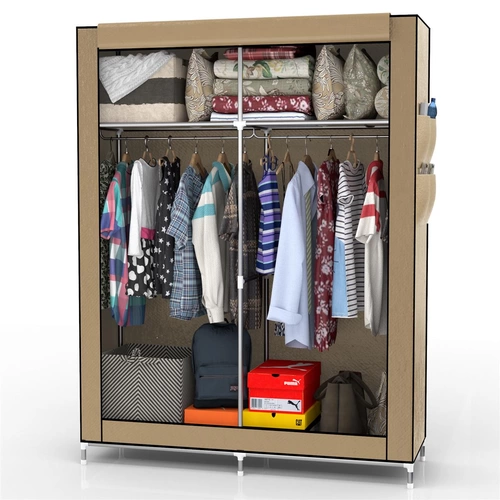 Intirilife Faltschrank 108x170x45 cm in CRÈME BEIGE - mit Reißverschluss Stoffschrank Kleiderschrank mit Kleiderstange, Fächern und Seitentasche Intirilife Faltschrank 108x170x45 cm in CRÈME BEIGE - mit Reißverschluss Stoffschrank Kleiderschrank mit Kleiderstange, Fächern und Seitentasche