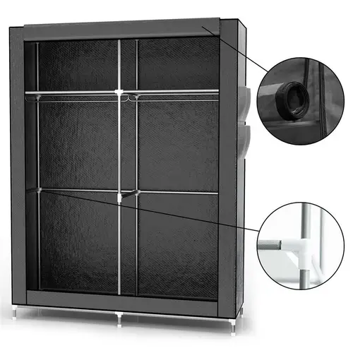 Intirilife Faltschrank 108x45x170 cm in MAUS GRAU - Schrank mit Reißverschluss aus Stoff Kleiderschrank mit Kleiderstange, Seitentasche und Fächern Intirilife Faltschrank 108x45x170 cm in MAUS GRAU - Schrank mit Reißverschluss aus Stoff Kleiderschrank mit Kleiderstange, Seitentasche und Fächern