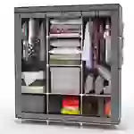 Intirilife Faltschrank 130x175x45 cm in ASCH GRAU - mit Reißverschluss Stoffschrank Kleiderschrank mit Kleiderstange, Fächern und Seitentasche - Cam Intirilife Faltschrank 130x175x45 cm in ASCH GRAU - mit Reißverschluss Stoffschrank Kleiderschrank mit Kleiderstange, Fächern und Seitentasche - Cam