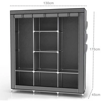 Intirilife Faltschrank 130x175x45 cm in ASCH GRAU - mit Reißverschluss Stoffschrank Kleiderschrank mit Kleiderstange, Fächern und Seitentasche - Cam Intirilife Faltschrank 130x175x45 cm in ASCH GRAU - mit Reißverschluss Stoffschrank Kleiderschrank mit Kleiderstange, Fächern und Seitentasche - Cam