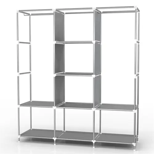 Intirilife Faltschrank 130x175x45 cm in ASCH GRAU - mit Reißverschluss Stoffschrank Kleiderschrank mit Kleiderstange, Fächern und Seitentasche - Cam Intirilife Faltschrank 130x175x45 cm in ASCH GRAU - mit Reißverschluss Stoffschrank Kleiderschrank mit Kleiderstange, Fächern und Seitentasche - Cam