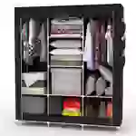 Intirilife Faltschrank 130x175x45 cm in RABEN SCHWARZ - mit Reißverschluss Stoffschrank Kleiderschrank mit Kleiderstange, Fächern und Seitentasche Intirilife Faltschrank 130x175x45 cm in RABEN SCHWARZ - mit Reißverschluss Stoffschrank Kleiderschrank mit Kleiderstange, Fächern und Seitentasche
