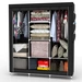 Intirilife Faltschrank 130x175x45 cm in RABEN SCHWARZ - mit Reißverschluss Stoffschrank Kleiderschrank mit Kleiderstange, Fächern und Seitentasche Intirilife Faltschrank 130x175x45 cm in RABEN SCHWARZ - mit Reißverschluss Stoffschrank Kleiderschrank mit Kleiderstange, Fächern und Seitentasche