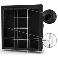 Intirilife Faltschrank 130x175x45 cm in RABEN SCHWARZ - mit Reißverschluss Stoffschrank Kleiderschrank mit Kleiderstange, Fächern und Seitentasche Intirilife Faltschrank 130x175x45 cm in RABEN SCHWARZ - mit Reißverschluss Stoffschrank Kleiderschrank mit Kleiderstange, Fächern und Seitentasche