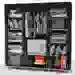 Intirilife Faltschrank 150x175x45 cm in RABEN SCHWARZ - mit Reißverschluss Stoffschrank Kleiderschrank mit Kleiderstange, Fächern und Seitentasche