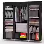 Intirilife Faltschrank 150x175x45 cm in RABEN SCHWARZ - mit Reißverschluss Stoffschrank Kleiderschrank mit Kleiderstange, Fächern und Seitentasche Intirilife Faltschrank 150x175x45 cm in RABEN SCHWARZ - mit Reißverschluss Stoffschrank Kleiderschrank mit Kleiderstange, Fächern und Seitentasche
