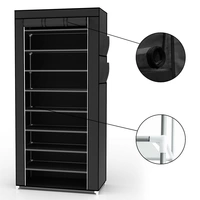 Intirilife Faltschrank 170x58x28 cm in RABEN SCHWARZ - mit Reißverschluss Stoffschrank Kleiderschrank Schuhregal mit 9 Ablagefächern - Camping Steck Intirilife Faltschrank 170x58x28 cm in RABEN SCHWARZ - mit Reißverschluss Stoffschrank Kleiderschrank Schuhregal mit 9 Ablagefächern - Camping Steck