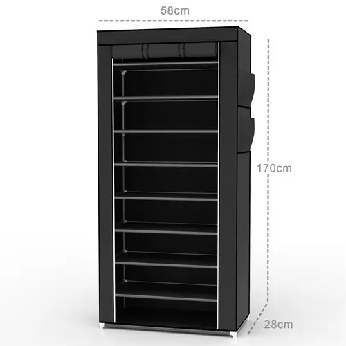 Intirilife Faltschrank 170x58x28 cm in RABEN SCHWARZ - mit Reißverschluss Stoffschrank Kleiderschrank Schuhregal mit 9 Ablagefächern - Camping Steck Intirilife Faltschrank 170x58x28 cm in RABEN SCHWARZ - mit Reißverschluss Stoffschrank Kleiderschrank Schuhregal mit 9 Ablagefächern - Camping Steck