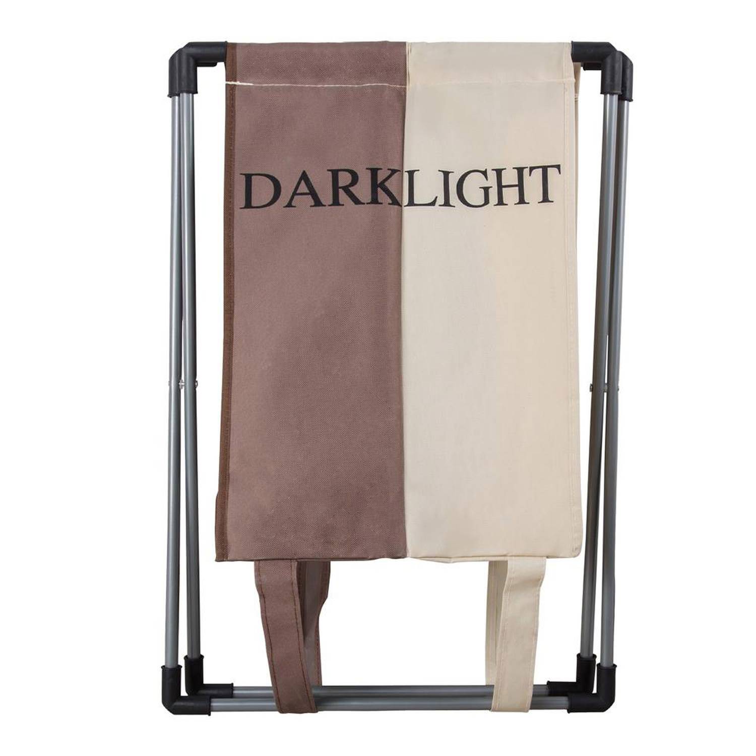 Intirilife Wäschekorb in CREME BRAUN - Wäschebehälter mit 2 Fächern und Aufschrift aus waschbarem Stoff - Wäschesammler Wäschepuff Wäschetruhe