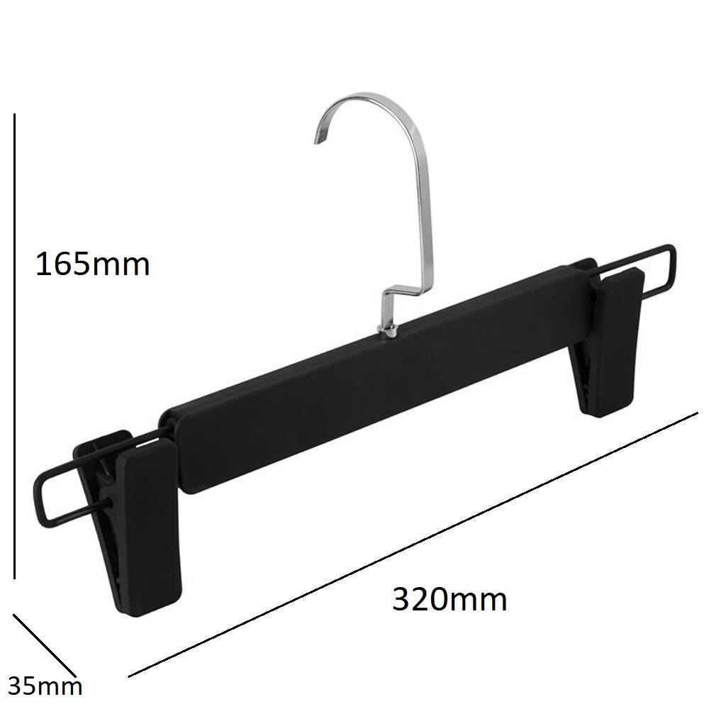 Intirilife Hosenbügel in MATT SCHWARZ - 10 Stück Hosenbügel aus Kunststoff und Metall für Röcke und Hosen - Kleiderbügel Klemmbügel Rockbügel