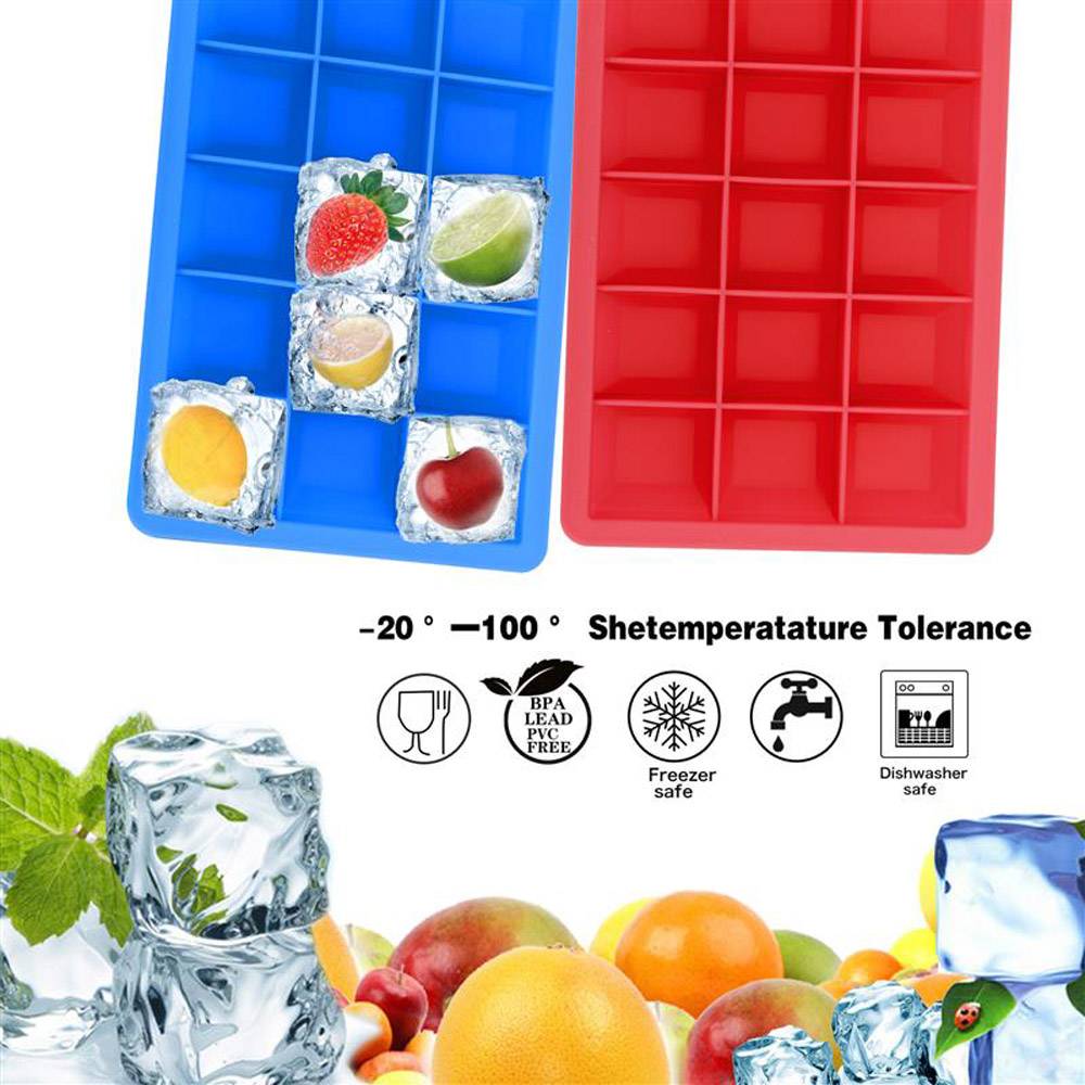 Intirilife 2x Eiswürfelformen in ROT – 2er Set à 15 Fächer Eiswürfel Silikonformen mit Deckel – Flexibler Eiswürfelbehälter Verschließbar f