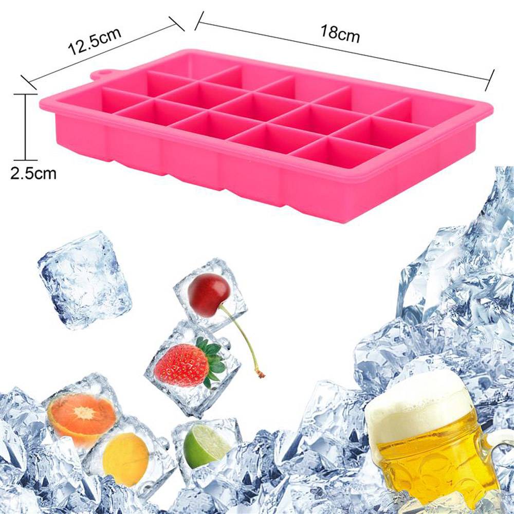 Intirilife 2x Eiswürfelformen in PINK – 2er Set à 15 Fächer Eiswürfel Silikonformen mit Deckel – Flexibler Eiswürfelbehälter Verschließbar