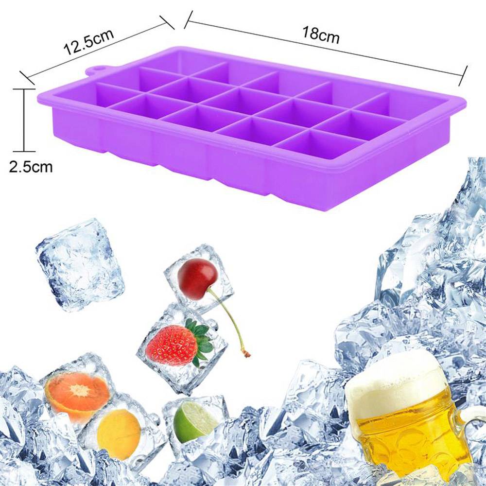 Intirilife 2x Eiswürfelformen in LILA – 2er Set à 15 Fächer Eiswürfel Silikonformen mit Deckel – Flexibler Eiswürfelbehälter Verschließbar