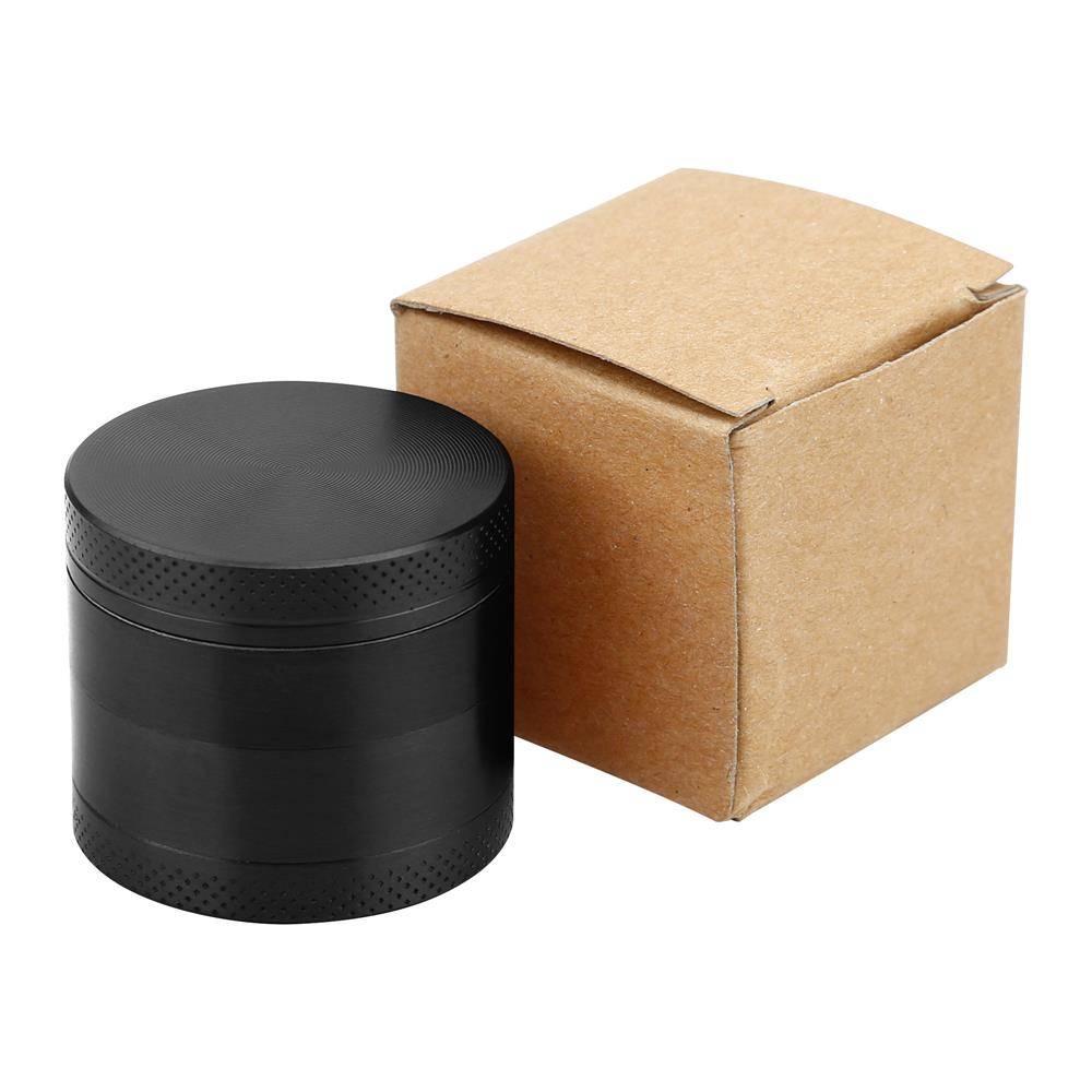 Intirilife Grinder in METALLIC SCHWARZ – 4-teiliger Küchen Crusher aus Metall zum Zerkleinern und Schreddern von Kräutern, Gewürzen, Tabak, Pflan