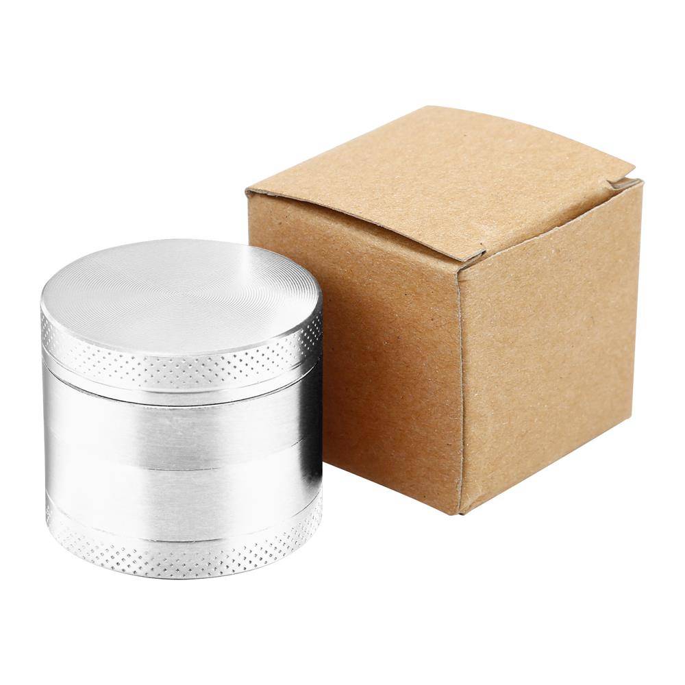 Intirilife Grinder in METALLIC SILBER – 4-teiliger Küchen Crusher aus Metall zum Zerkleinern und Schreddern von Kräutern, Gewürzen, Tabak, Pflanz