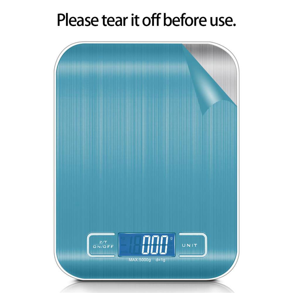 Intirilife Digitale Küchenwaage in SILBER – 5kg Elektronische Waage für die Küche mit Tara Funktion – Wasserdichte Extrem Präzise Küchen-Digi