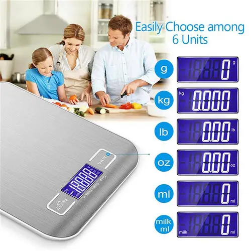 Intirilife Digitale Küchenwaage in SILBER – 5kg Elektronische Waage für die Küche mit Tara Funktion – Wasserdichte Extrem Präzise Küchen-Digi Intirilife Digitale Küchenwaage in SILBER – 5kg Elektronische Waage für die Küche mit Tara Funktion – Wasserdichte Extrem Präzise Küchen-Digi